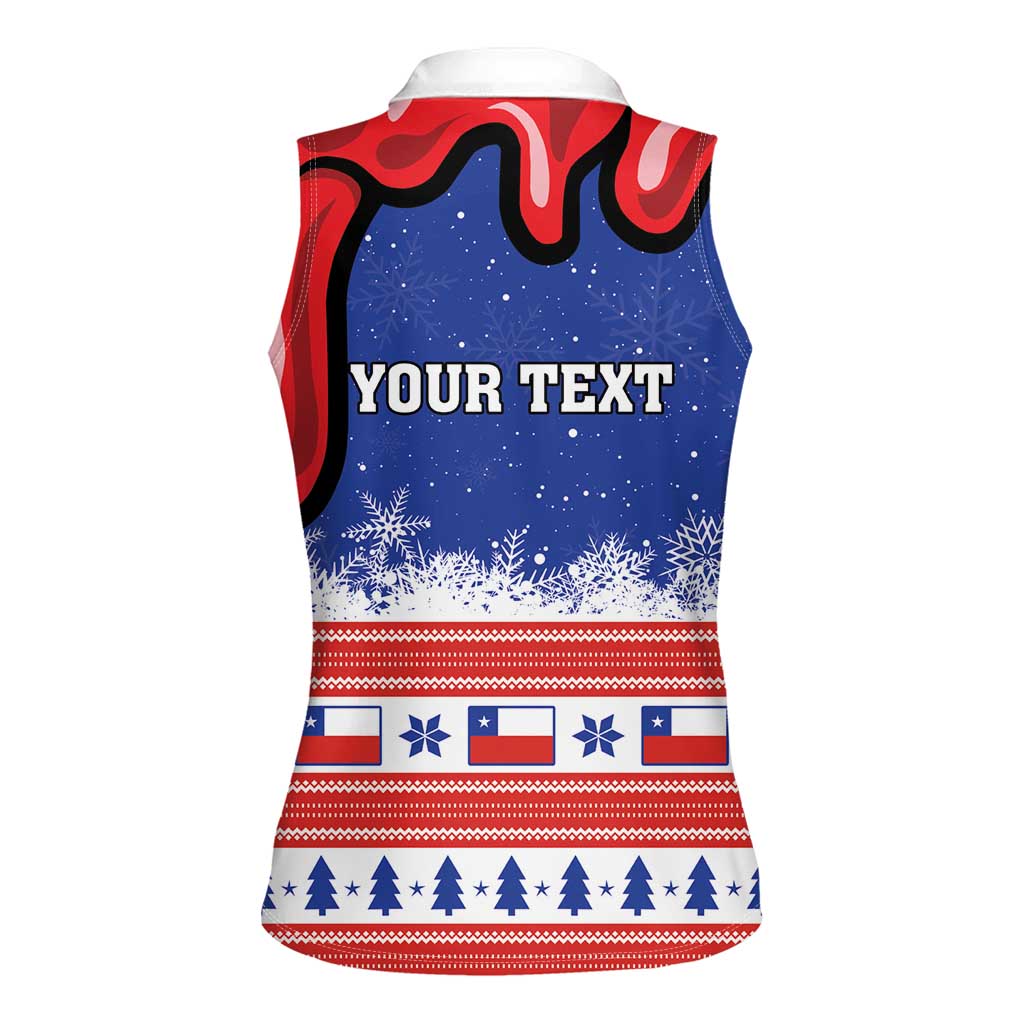 Personalized Feliz Navidad Chile Santa Claus Women Sleeveless Polo Shirt Chilli Christmas - Wonder Print Shop