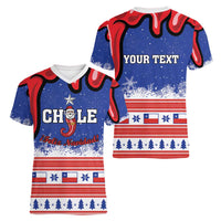 Personalized Feliz Navidad Chile Santa Claus Women V-Neck T-Shirt Chilli Christmas - Wonder Print Shop