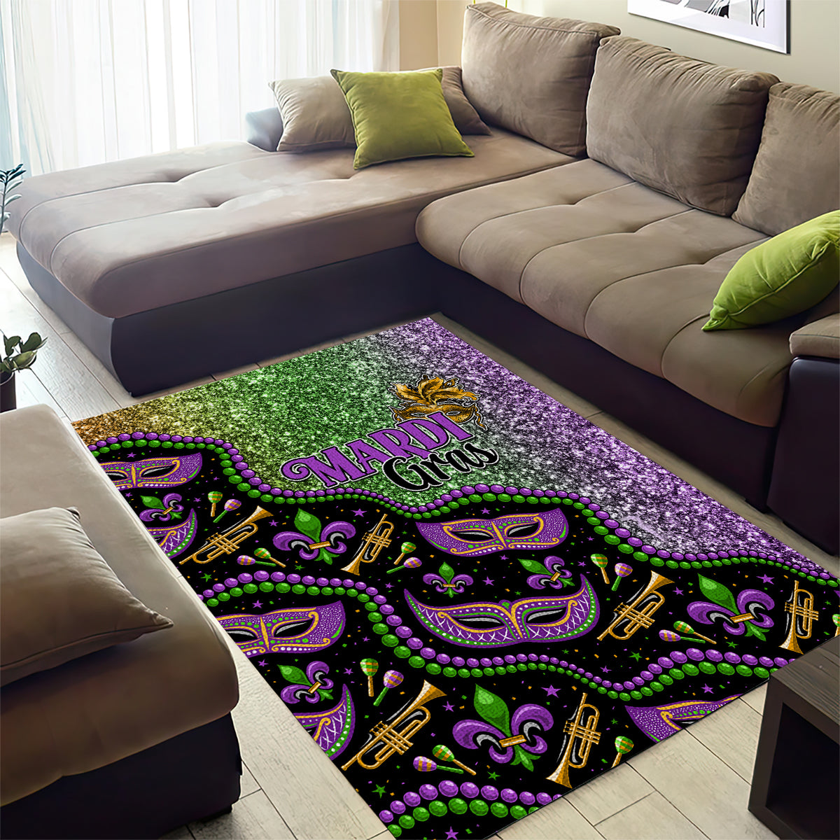Mardi Gras Area Rug Colorful Style - Wonder Print Shop