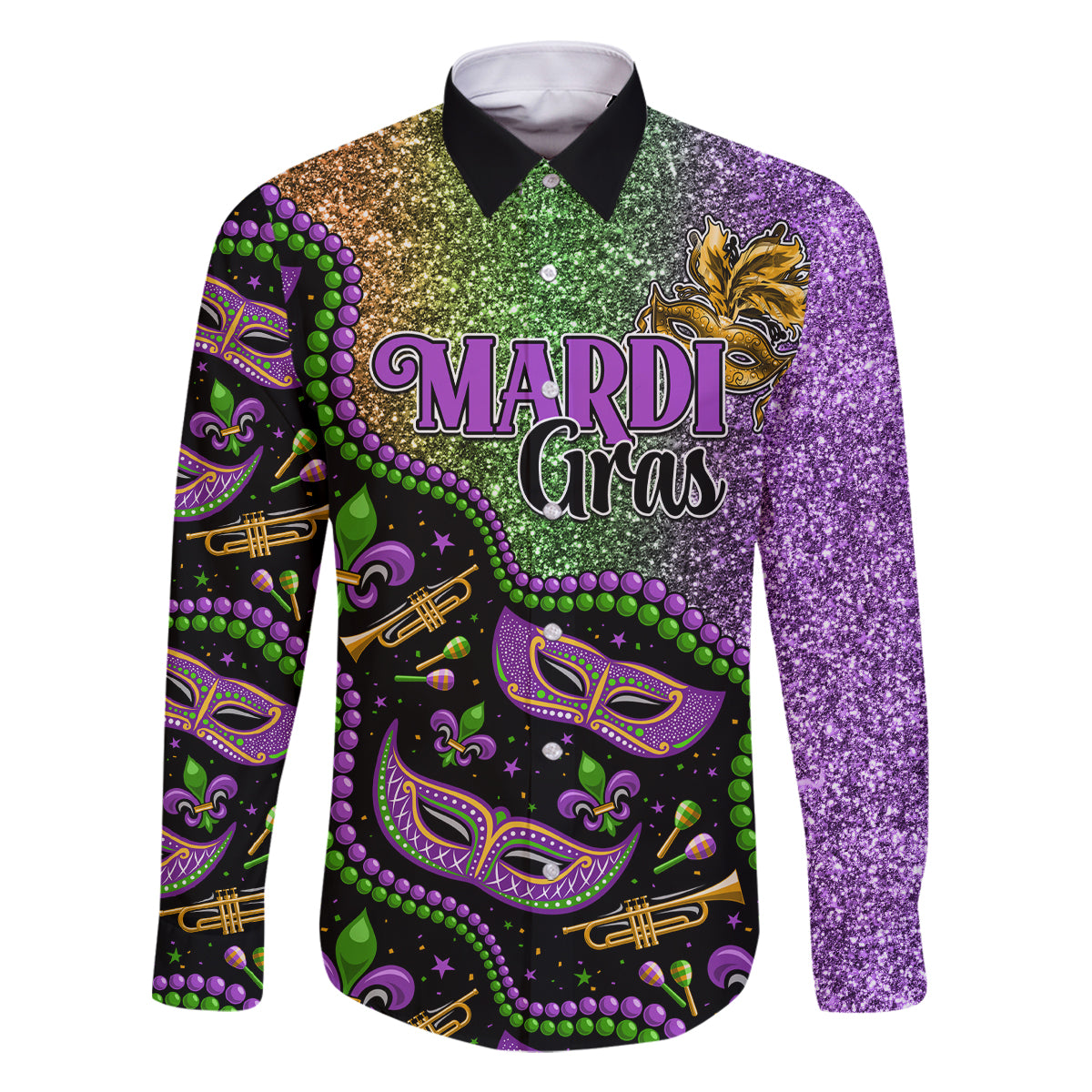 Mardi Gras Family Matching Mermaid Dress and Hawaiian Shirt Colorful Style - Wonder Print Shop
