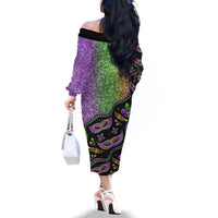 Mardi Gras Family Matching Off Shoulder Long Sleeve Dress and Hawaiian Shirt Colorful Style - Wonder Print Shop