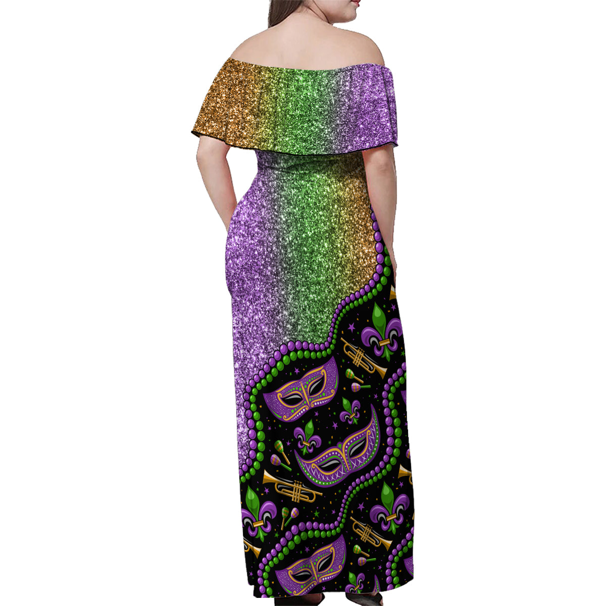 Mardi Gras Family Matching Off Shoulder Maxi Dress and Hawaiian Shirt Colorful Style - Wonder Print Shop