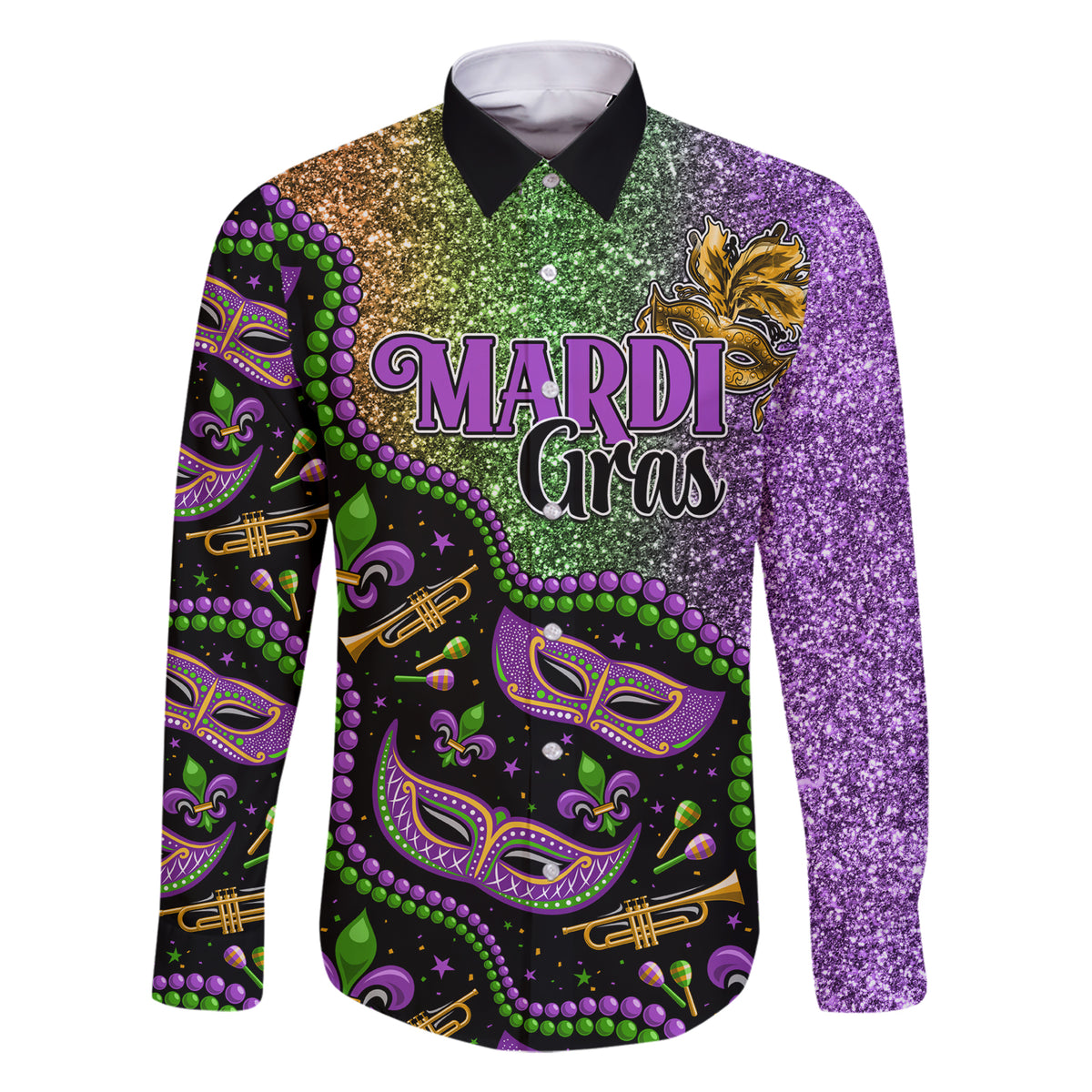 Mardi Gras Family Matching Short Sleeve Bodycon Dress and Hawaiian Shirt Colorful Style - Wonder Print Shop