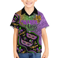 Mardi Gras Family Matching Short Sleeve Bodycon Dress and Hawaiian Shirt Colorful Style - Wonder Print Shop