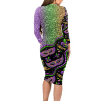 Mardi Gras Long Sleeve Bodycon Dress Colorful Style - Wonder Print Shop