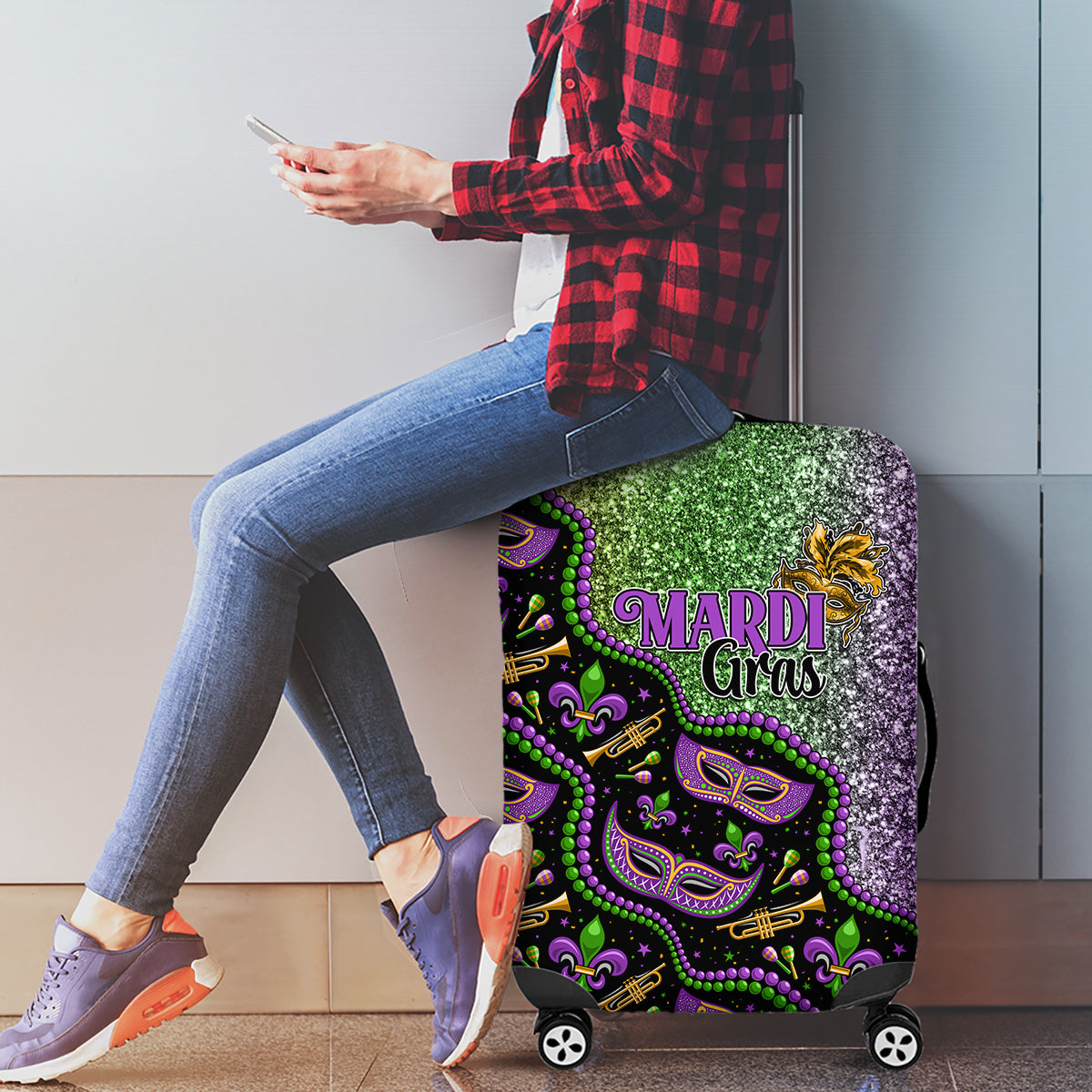 Mardi Gras Luggage Cover Colorful Style - Wonder Print Shop