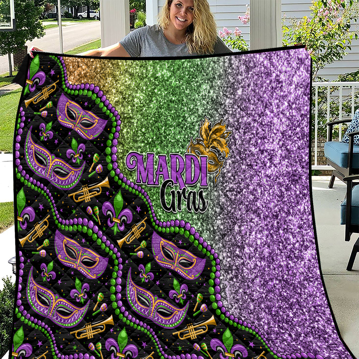 Mardi Gras Quilt Colorful Style - Wonder Print Shop