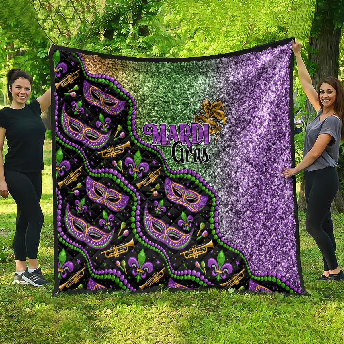 Mardi Gras Quilt Colorful Style - Wonder Print Shop
