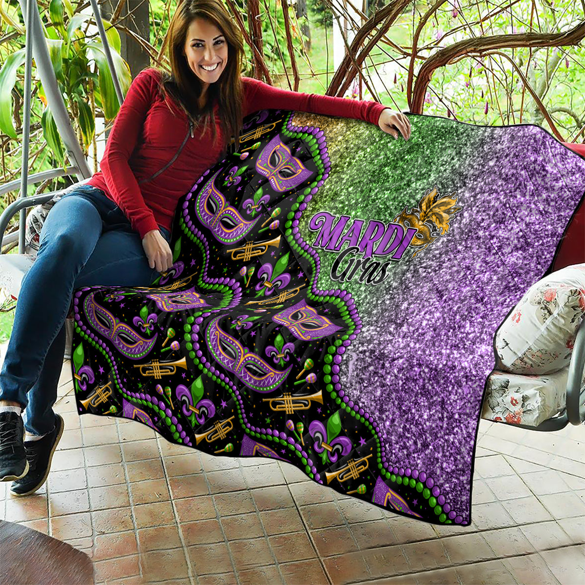 Mardi Gras Quilt Colorful Style - Wonder Print Shop