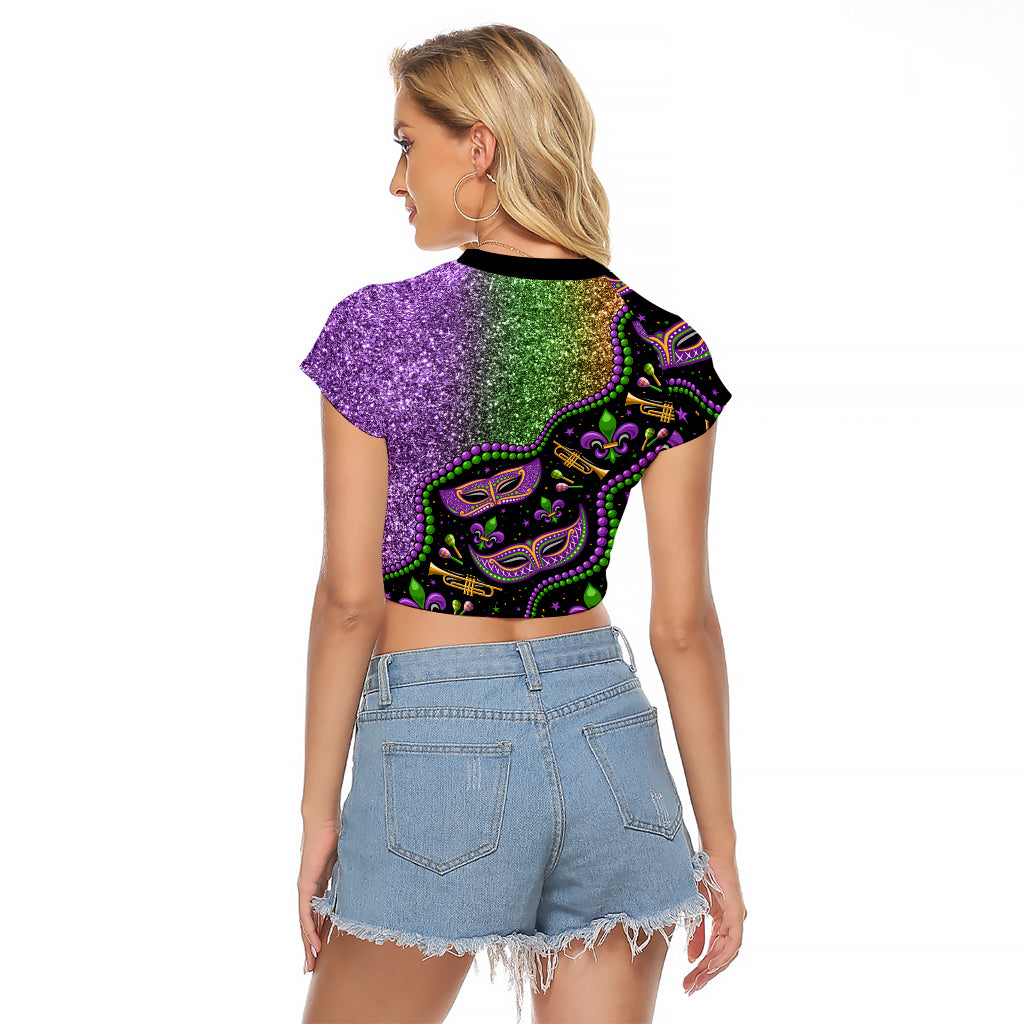 Mardi Gras Raglan Cropped T Shirt Colorful Style - Wonder Print Shop