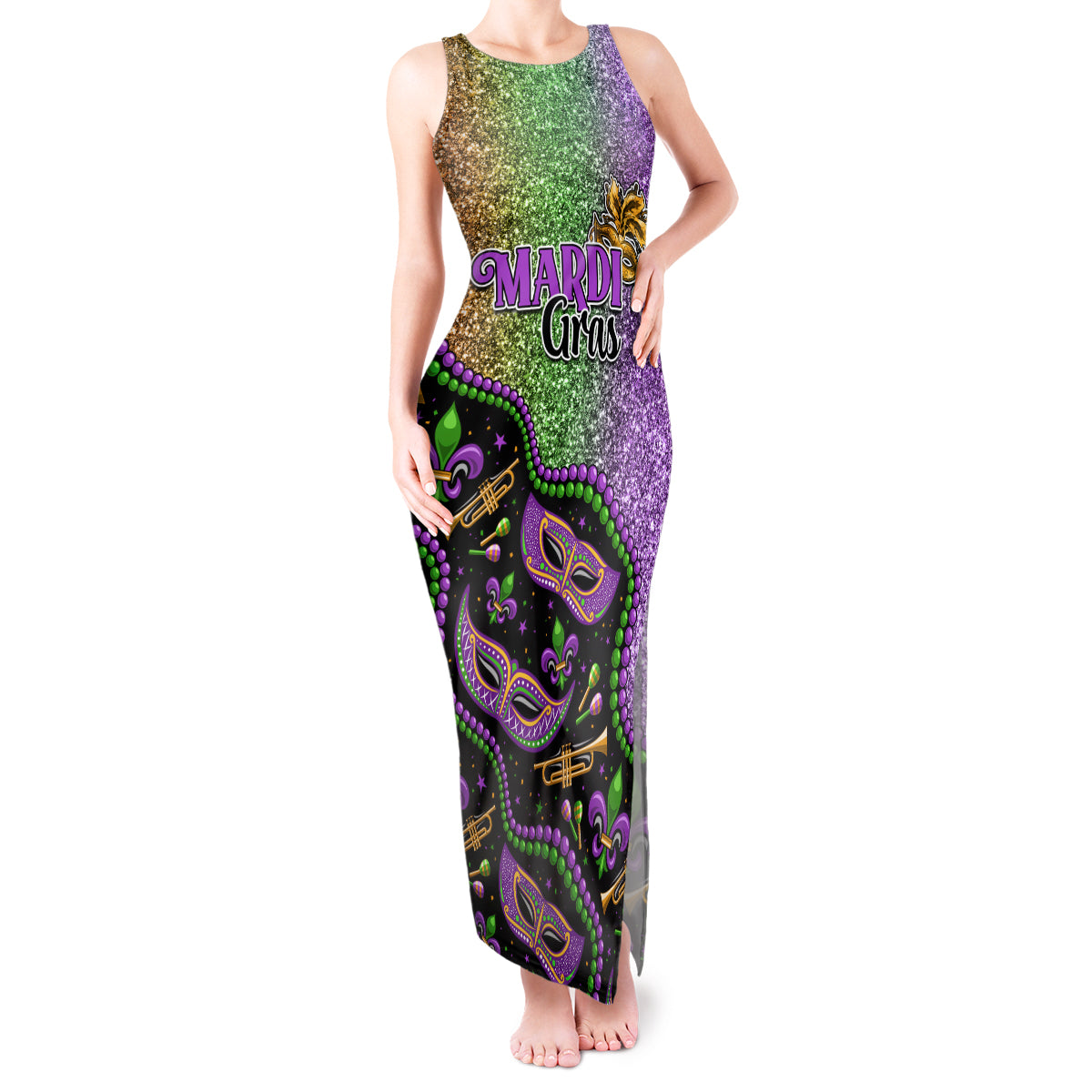 Mardi Gras Tank Maxi Dress Colorful Style - Wonder Print Shop