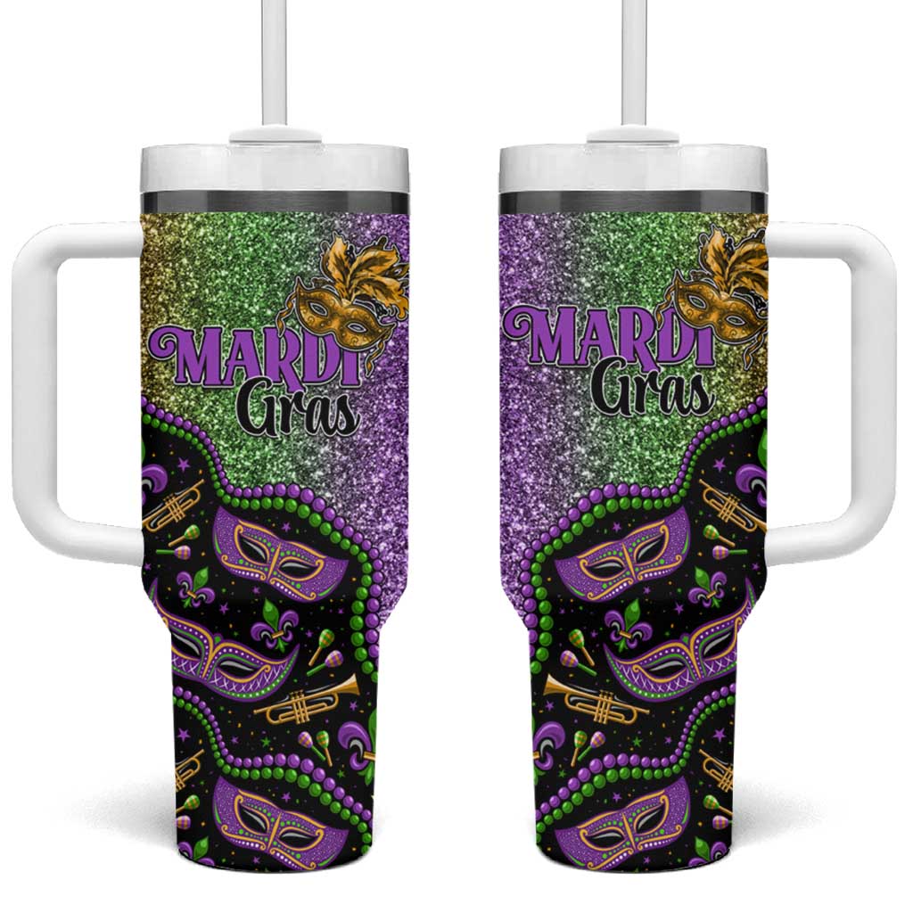 Mardi Gras Tumbler With Handle Colorful Style - Wonder Print Shop