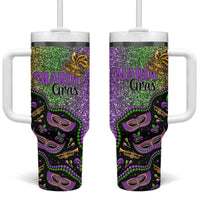 Mardi Gras Tumbler With Handle Colorful Style - Wonder Print Shop