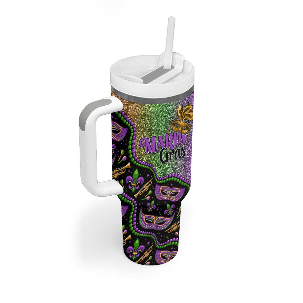 Mardi Gras Tumbler With Handle Colorful Style - Wonder Print Shop