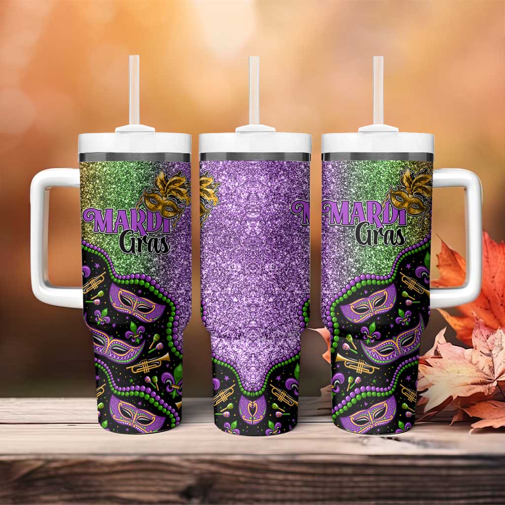 Mardi Gras Tumbler With Handle Colorful Style - Wonder Print Shop