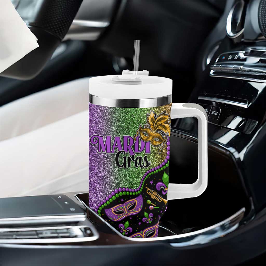 Mardi Gras Tumbler With Handle Colorful Style - Wonder Print Shop