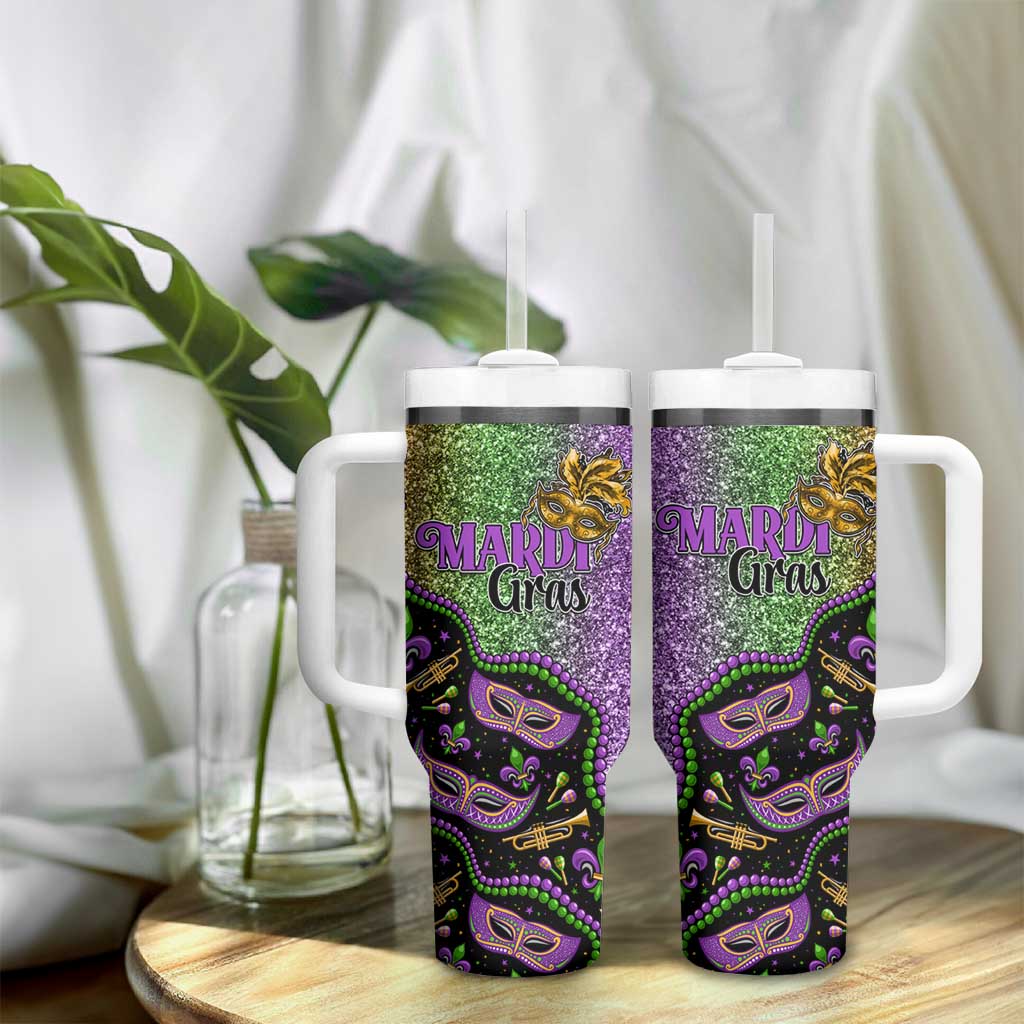 Mardi Gras Tumbler With Handle Colorful Style - Wonder Print Shop