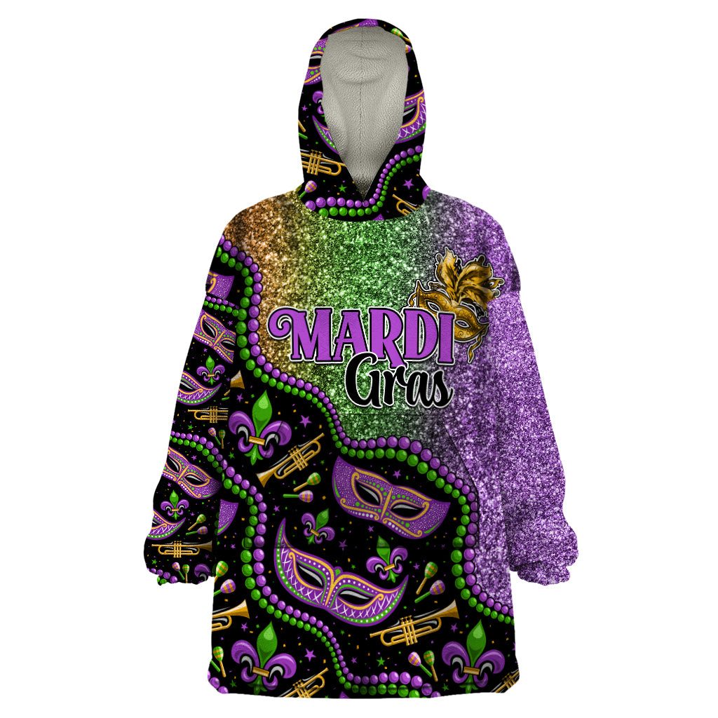 Mardi Gras Wearable Blanket Hoodie Colorful Style - Wonder Print Shop