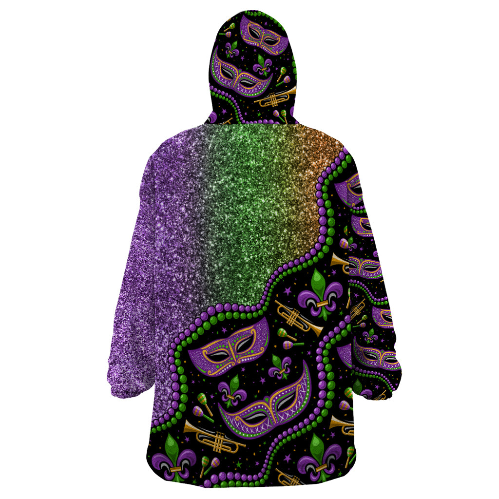 Mardi Gras Wearable Blanket Hoodie Colorful Style - Wonder Print Shop