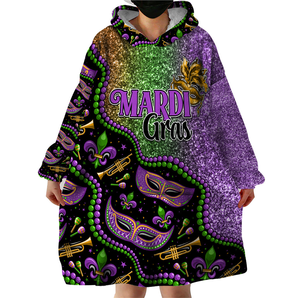 Mardi Gras Wearable Blanket Hoodie Colorful Style - Wonder Print Shop
