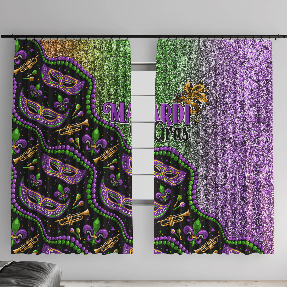 Mardi Gras Window Curtain Colorful Style - Wonder Print Shop