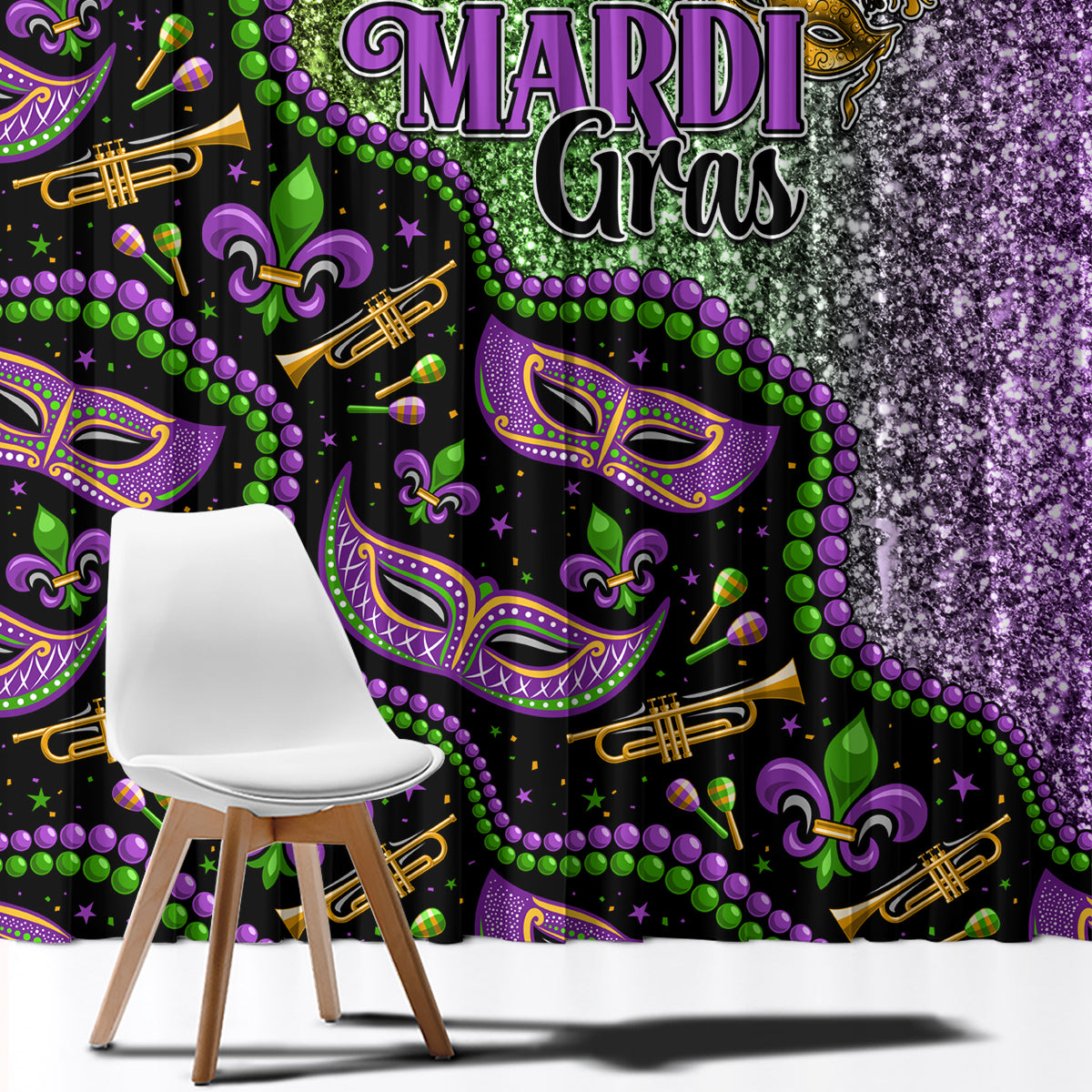 Mardi Gras Window Curtain Colorful Style - Wonder Print Shop