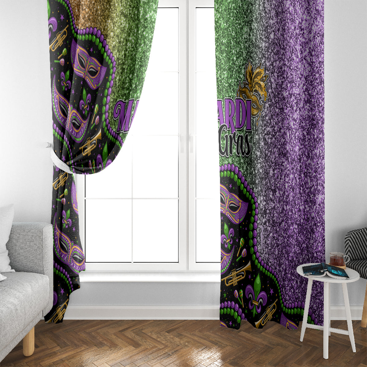 Mardi Gras Window Curtain Colorful Style - Wonder Print Shop
