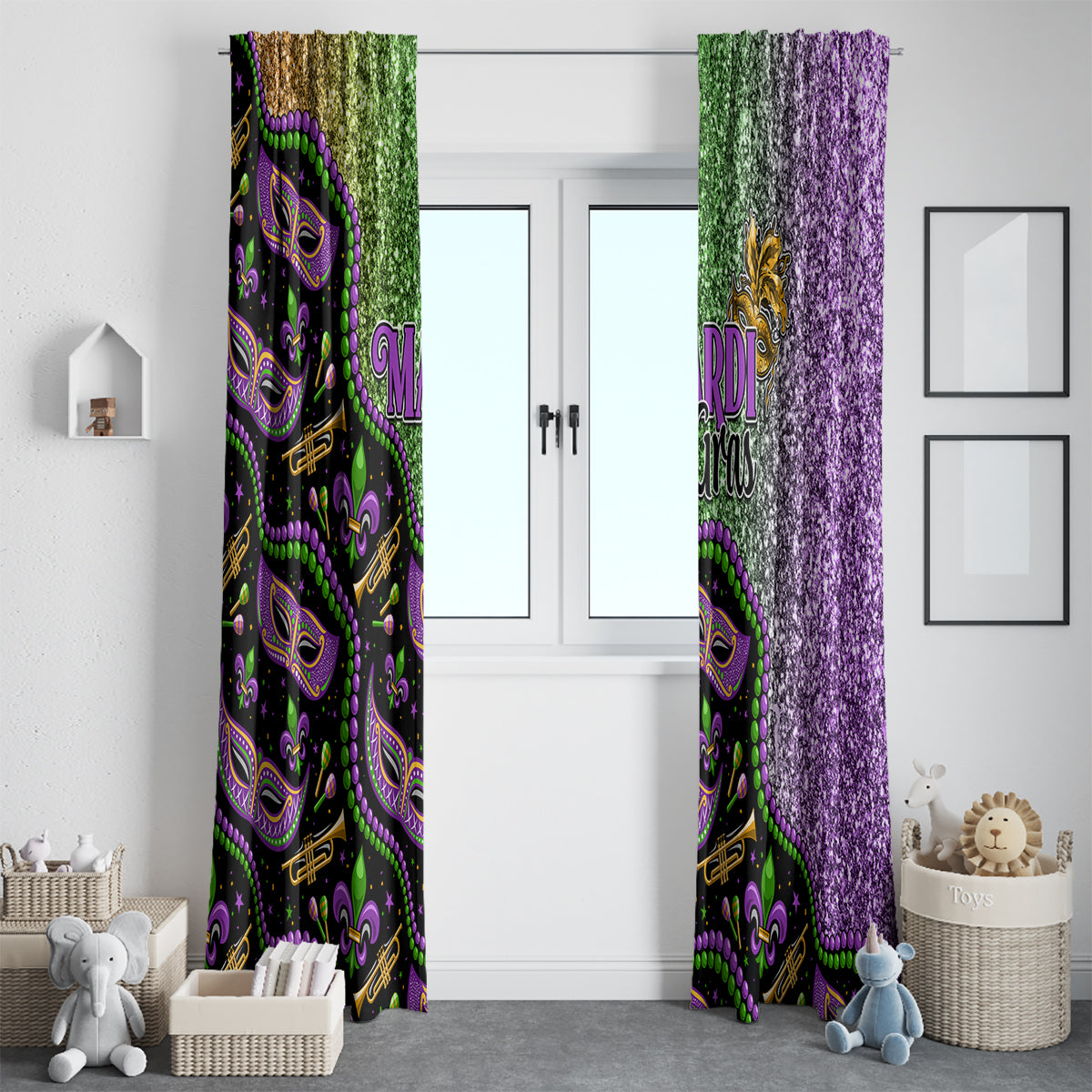 Mardi Gras Window Curtain Colorful Style - Wonder Print Shop