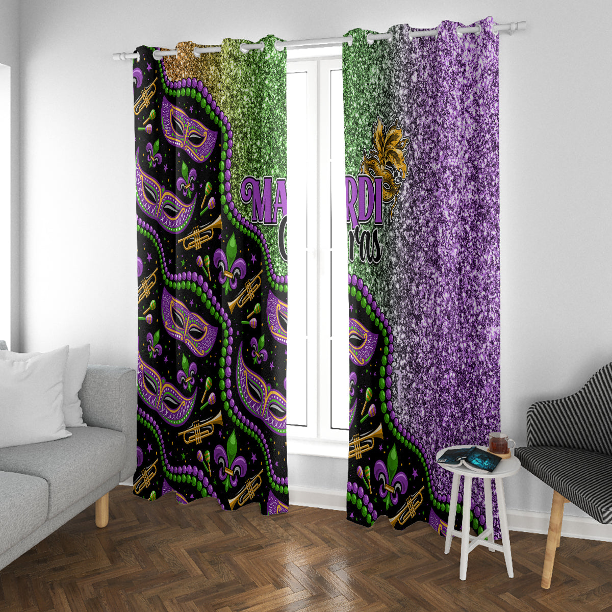 Mardi Gras Window Curtain Colorful Style - Wonder Print Shop