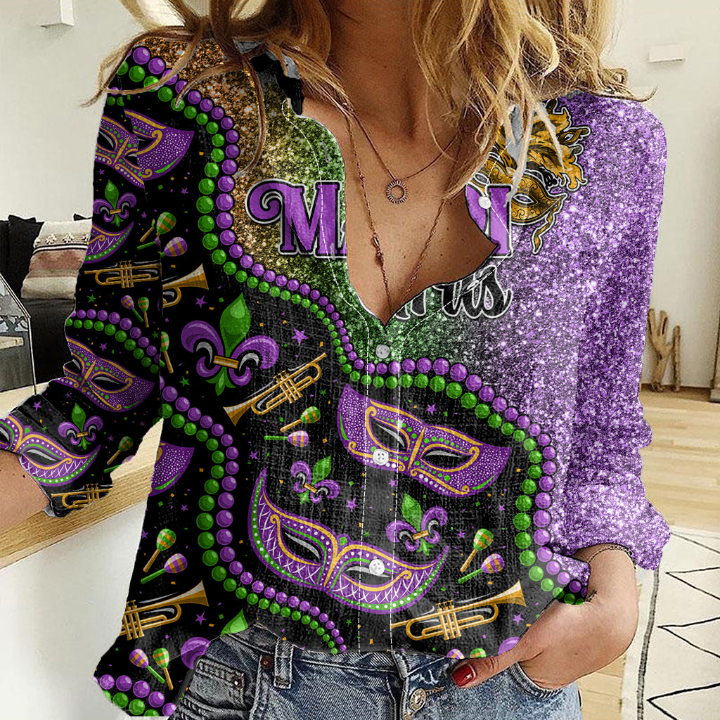 Mardi Gras Women Casual Shirt Colorful Style - Wonder Print Shop