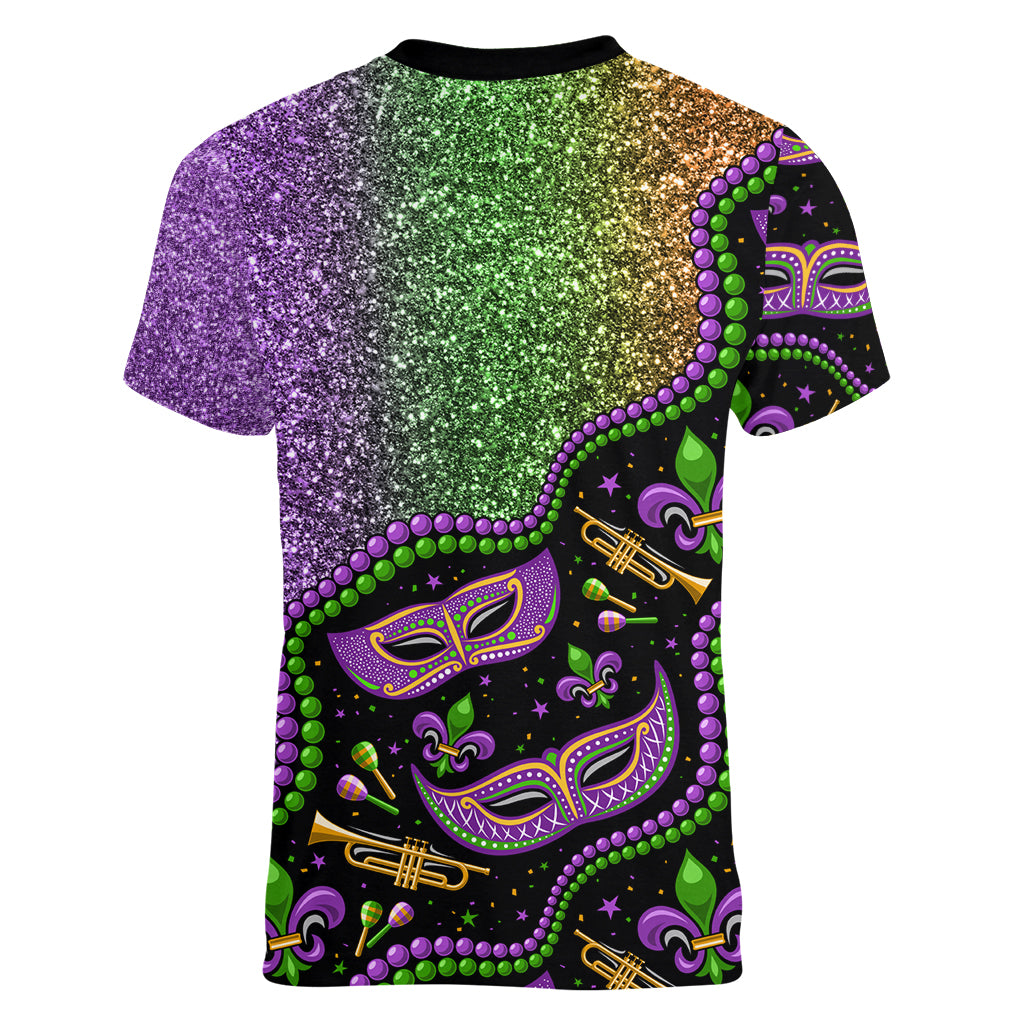Mardi Gras Women V Neck T Shirt Colorful Style - Wonder Print Shop