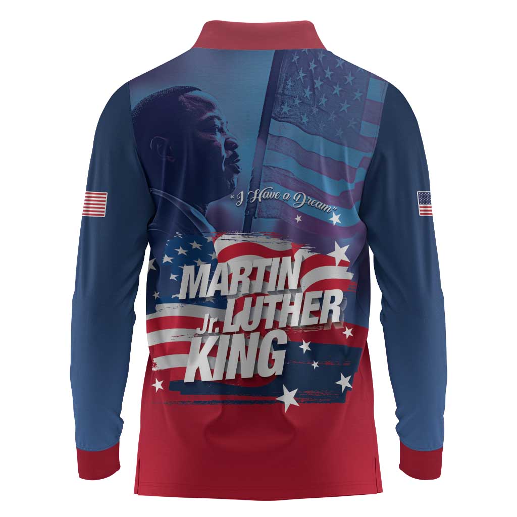 Martin Luther King MLK Long Sleeve Polo Shirt I Have A Dream - Wonder Print Shop