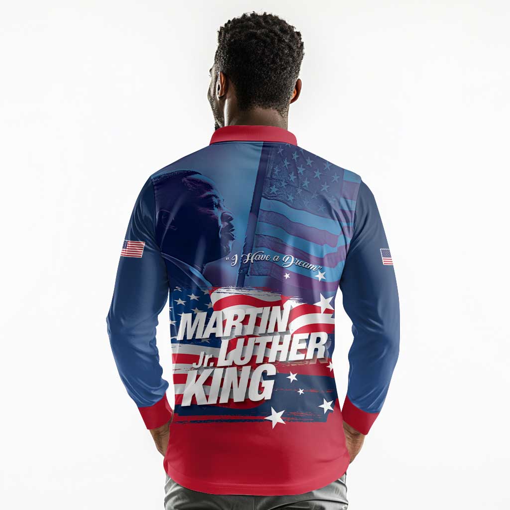 Martin Luther King MLK Long Sleeve Polo Shirt I Have A Dream - Wonder Print Shop