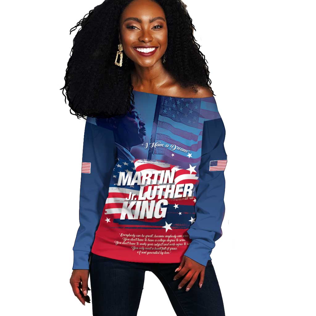 Martin Luther King MLK Off Shoulder Sweater I Have A Dream - Wonder Print Shop