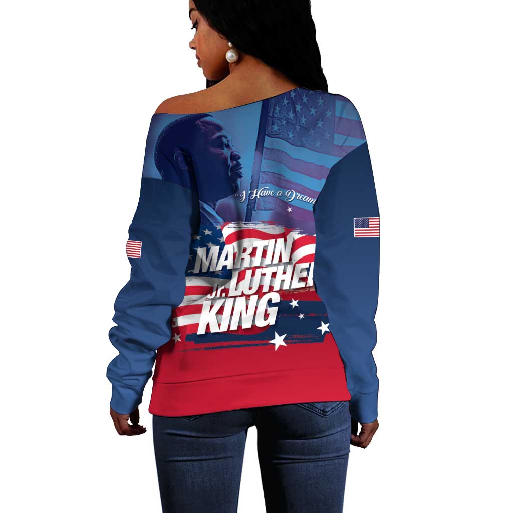Martin Luther King MLK Off Shoulder Sweater I Have A Dream - Wonder Print Shop