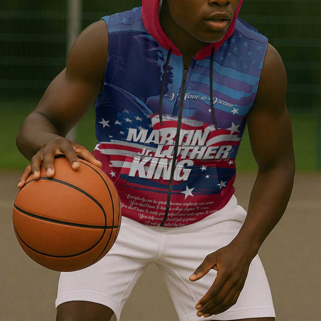 Martin Luther King MLK Sleeveless Zip Hoodie I Have A Dream - Wonder Print Shop