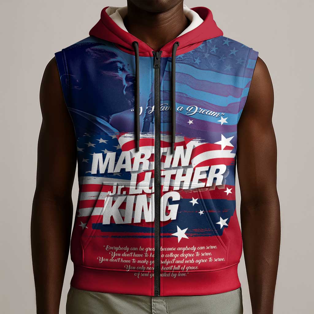 Martin Luther King MLK Sleeveless Zip Hoodie I Have A Dream - Wonder Print Shop