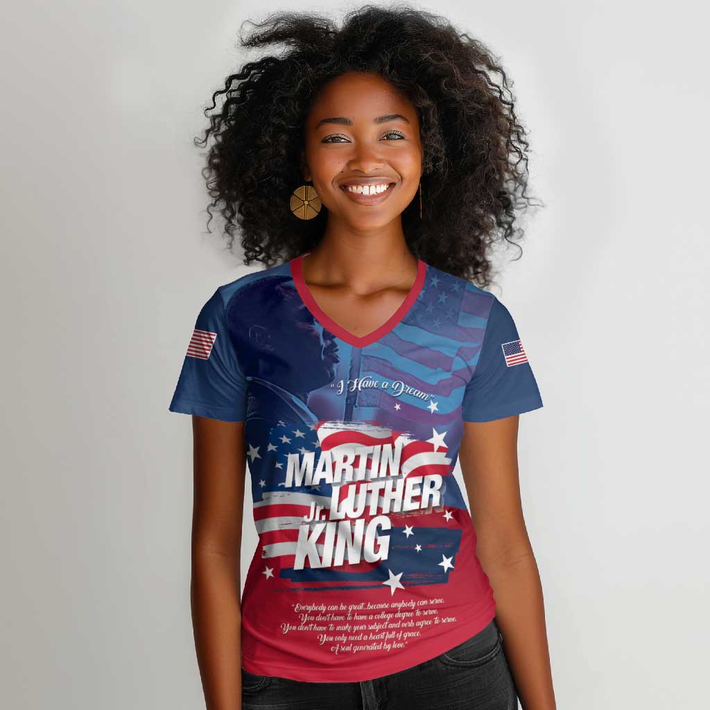 Martin Luther King MLK Women V-Neck T-Shirt I Have A Dream - Wonder Print Shop