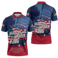 Martin Luther King MLK Zipper Polo Shirt I Have A Dream - Wonder Print Shop