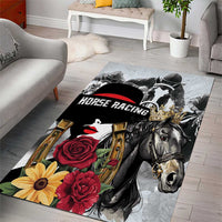 Horse Racing Area Rug Derby Lady Triple Flowers