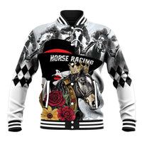 Personalized Horse Racing Baseball Jacket Derby Lady Triple Flowers