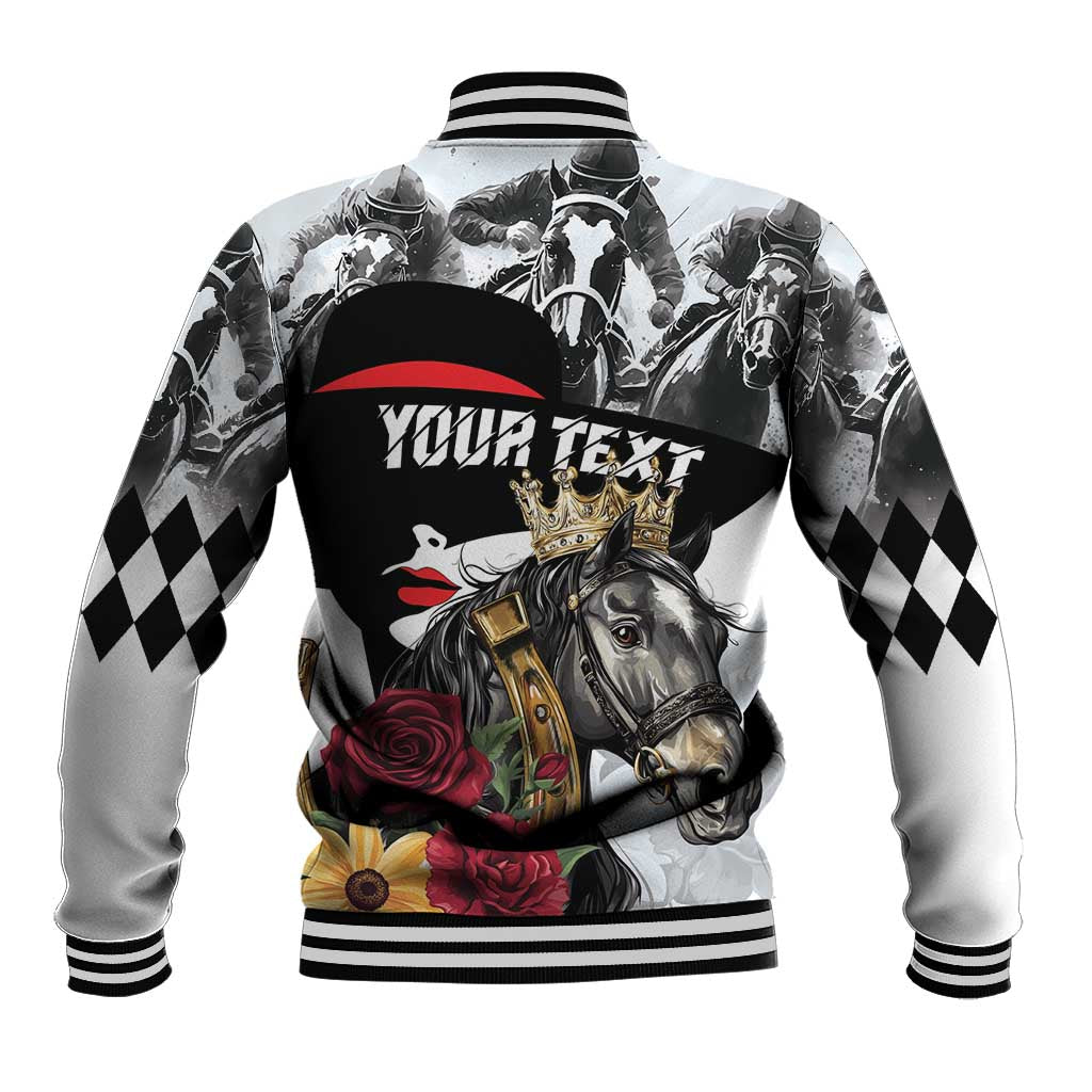 Personalized Horse Racing Baseball Jacket Derby Lady Triple Flowers