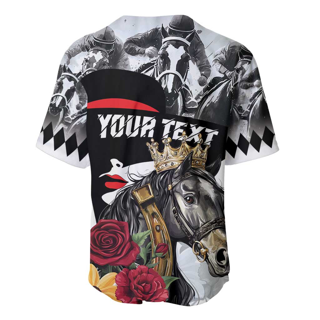 Personalized Horse Racing Baseball Jersey Derby Lady Triple Flowers