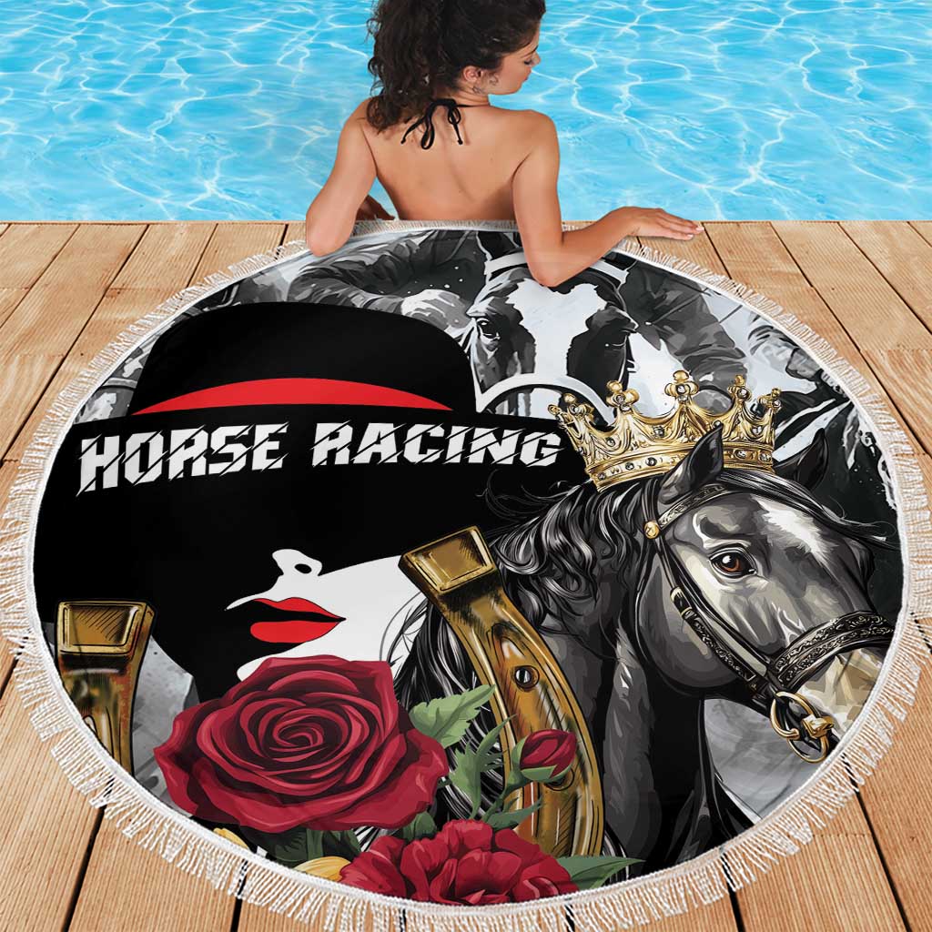 Horse Racing Beach Blanket Derby Lady Triple Flowers