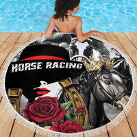 Horse Racing Beach Blanket Derby Lady Triple Flowers