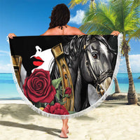 Horse Racing Beach Blanket Derby Lady Triple Flowers