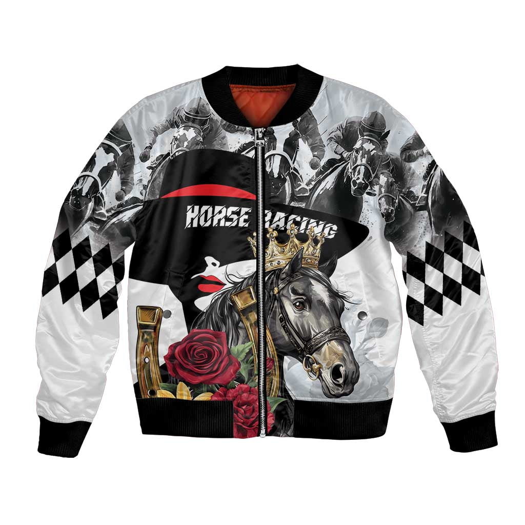 Personalized Horse Racing Bomber Jacket Derby Lady Triple Flowers