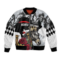 Personalized Horse Racing Bomber Jacket Derby Lady Triple Flowers