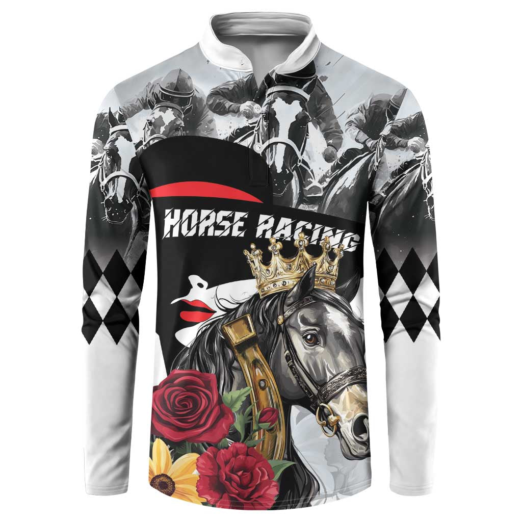 Personalized Horse Racing Button Sweatshirt Derby Lady Triple Flowers