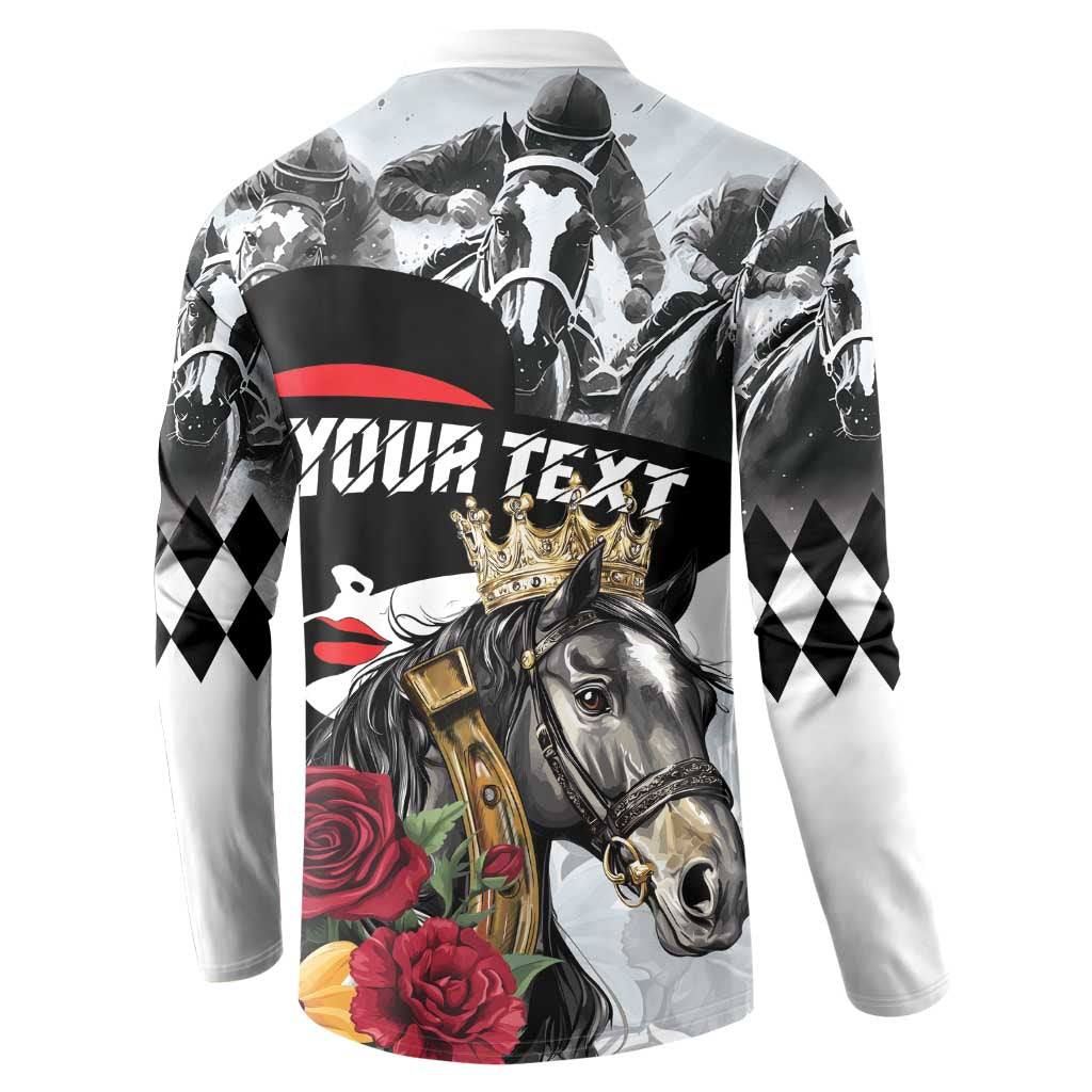 Personalized Horse Racing Button Sweatshirt Derby Lady Triple Flowers